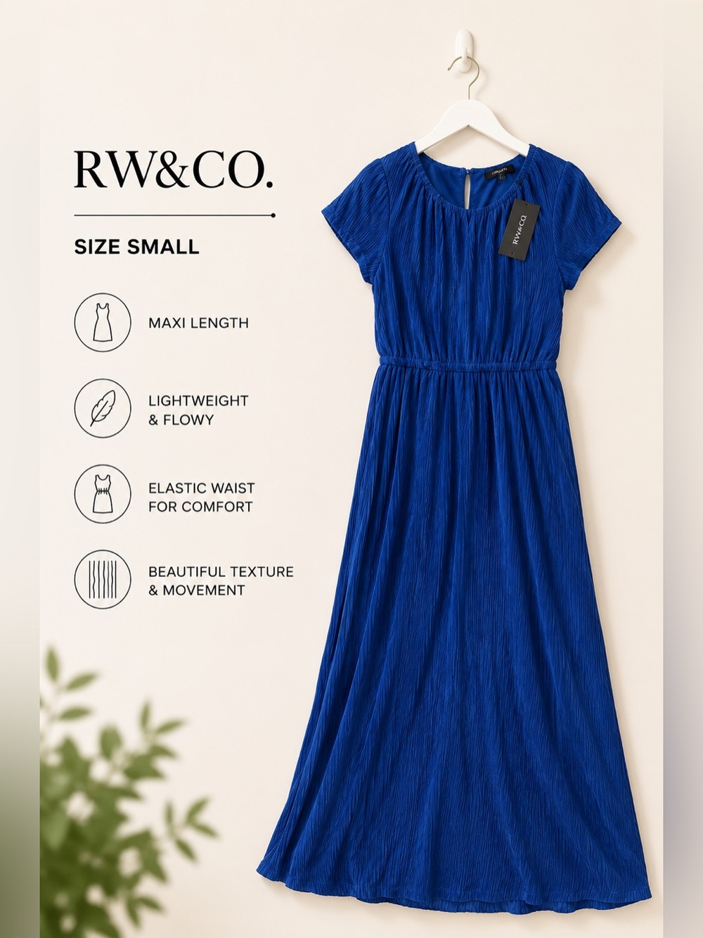 RW&Co Long Royal Blue Dress NWT size small